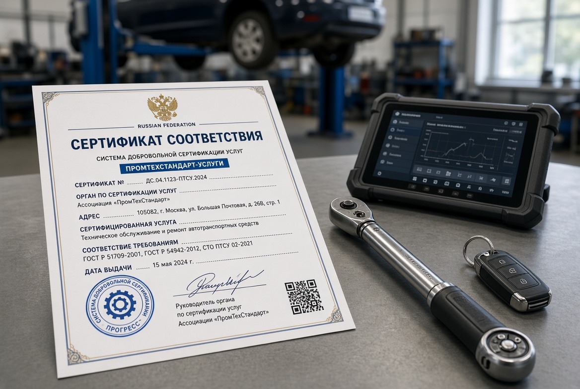 Сертификат на услуги автосервиса по ТО и ремонту