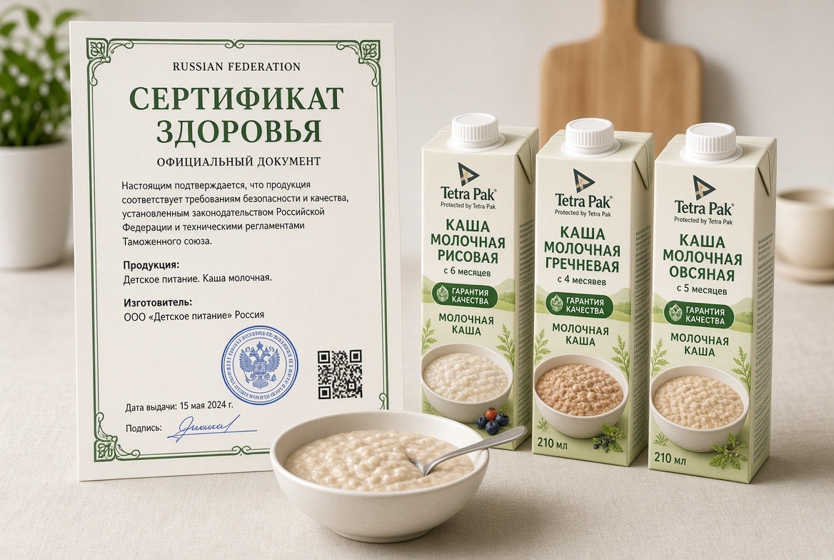 Health Certificate на каши прикорма для детей раннего возраста Сертификат здоровья на детское питание для экспорта