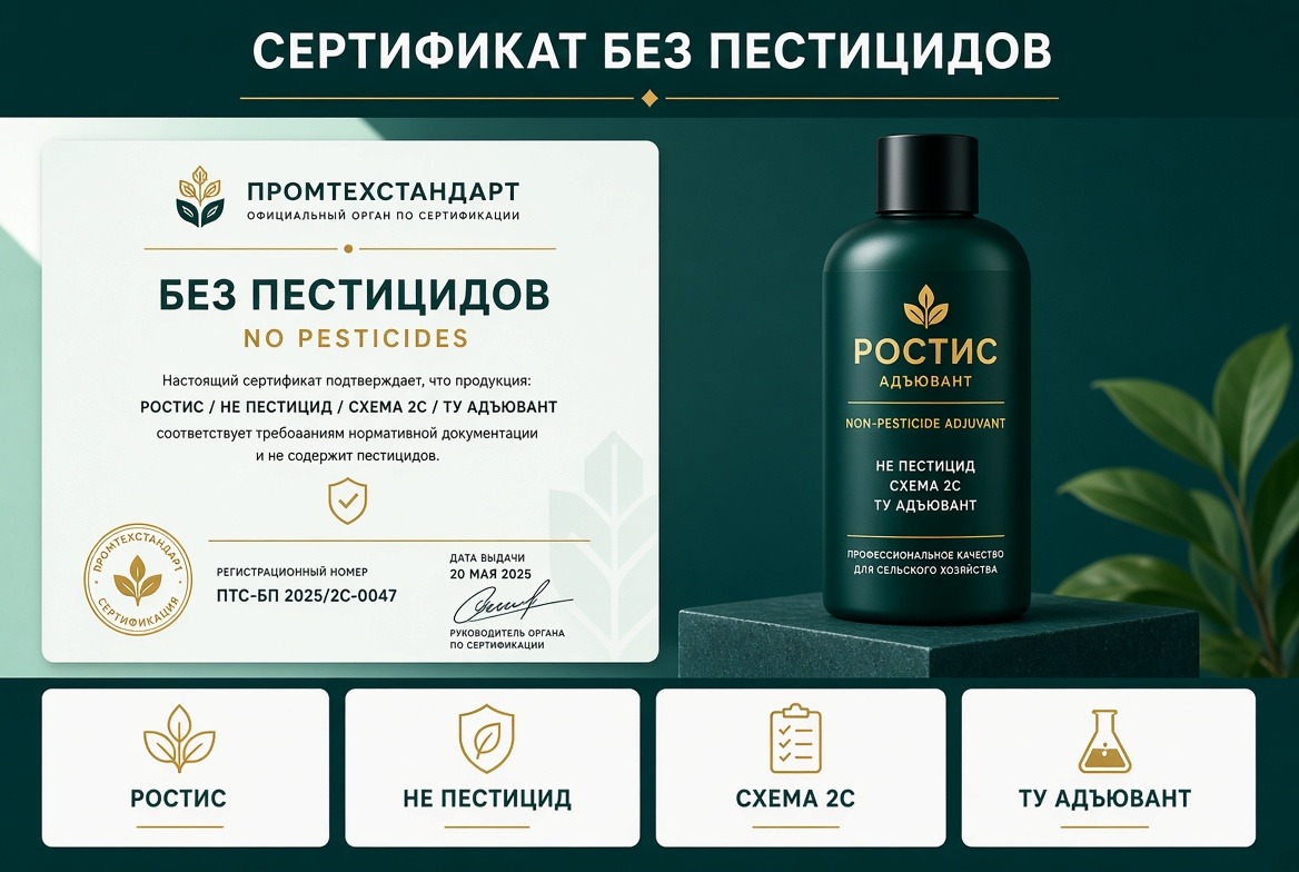 Сертификат без пестицидов на адъювант Ростис