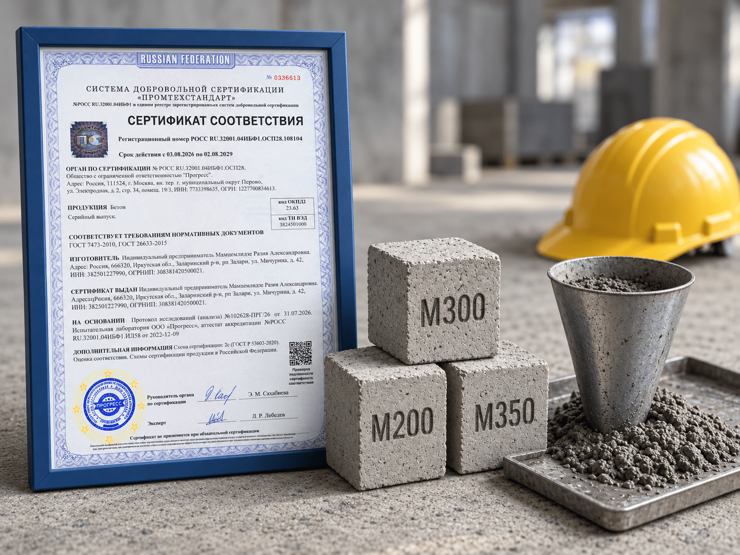 Добровольный сертификат на бетон марок М100–М350