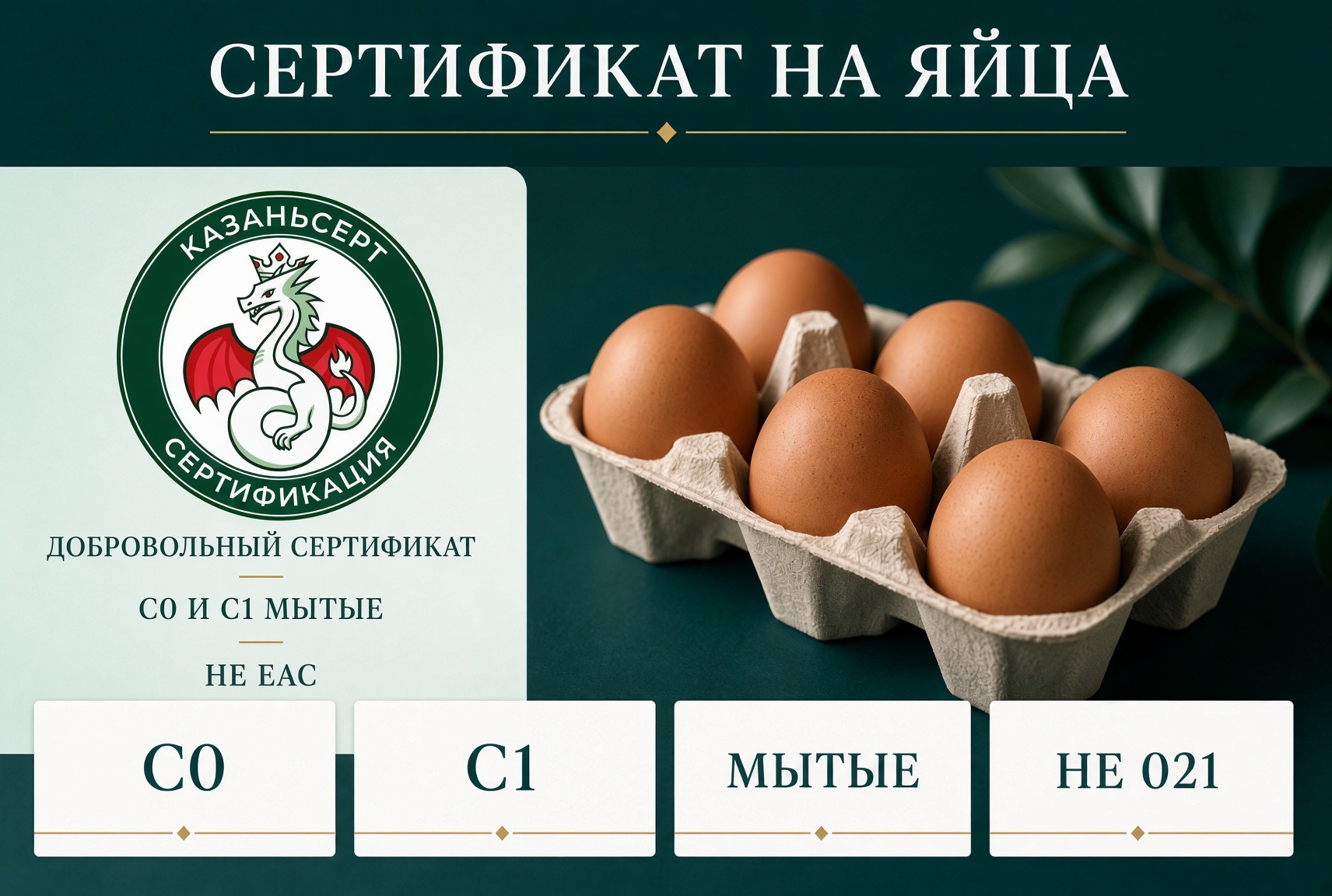сертификат на яйца мытые С0, С1