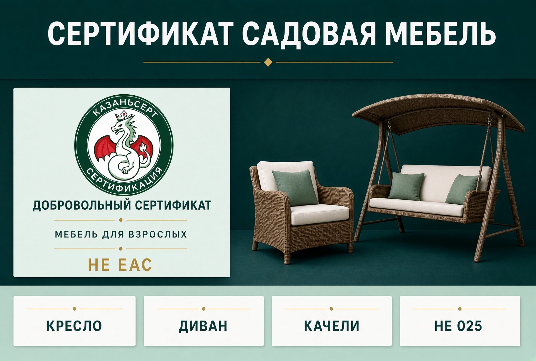сертификат садовая мебель кресло диван качели