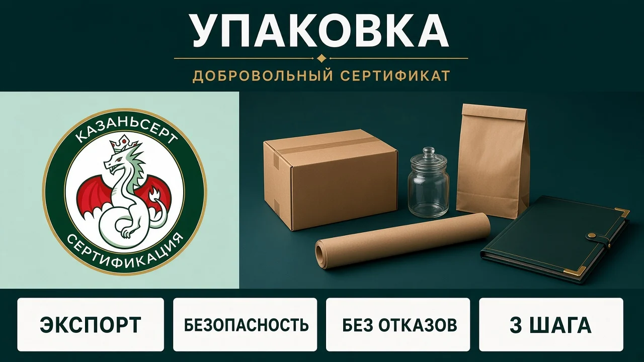 Сертификат здоровья на упаковку: обложка статьи КазаньСерт про сертификацию упаковки для экспорта